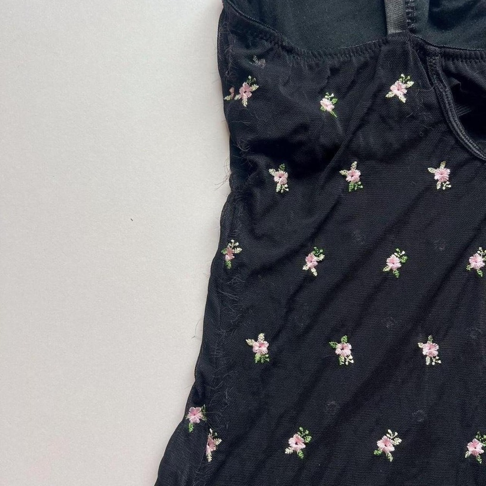 Vintage Rampage Black Corset with Pink Flower Embroidery - Picture 8 of 8